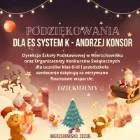 PODZIĘKOWANIA DLA  ES-SYSTEM K-ANDRZEJ KONSOR